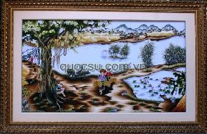 Tranh thêu Làng quê 3 - QS.r-039
