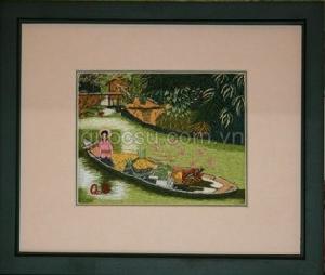 Tranh Thêu Thuyền hoa - QS-002